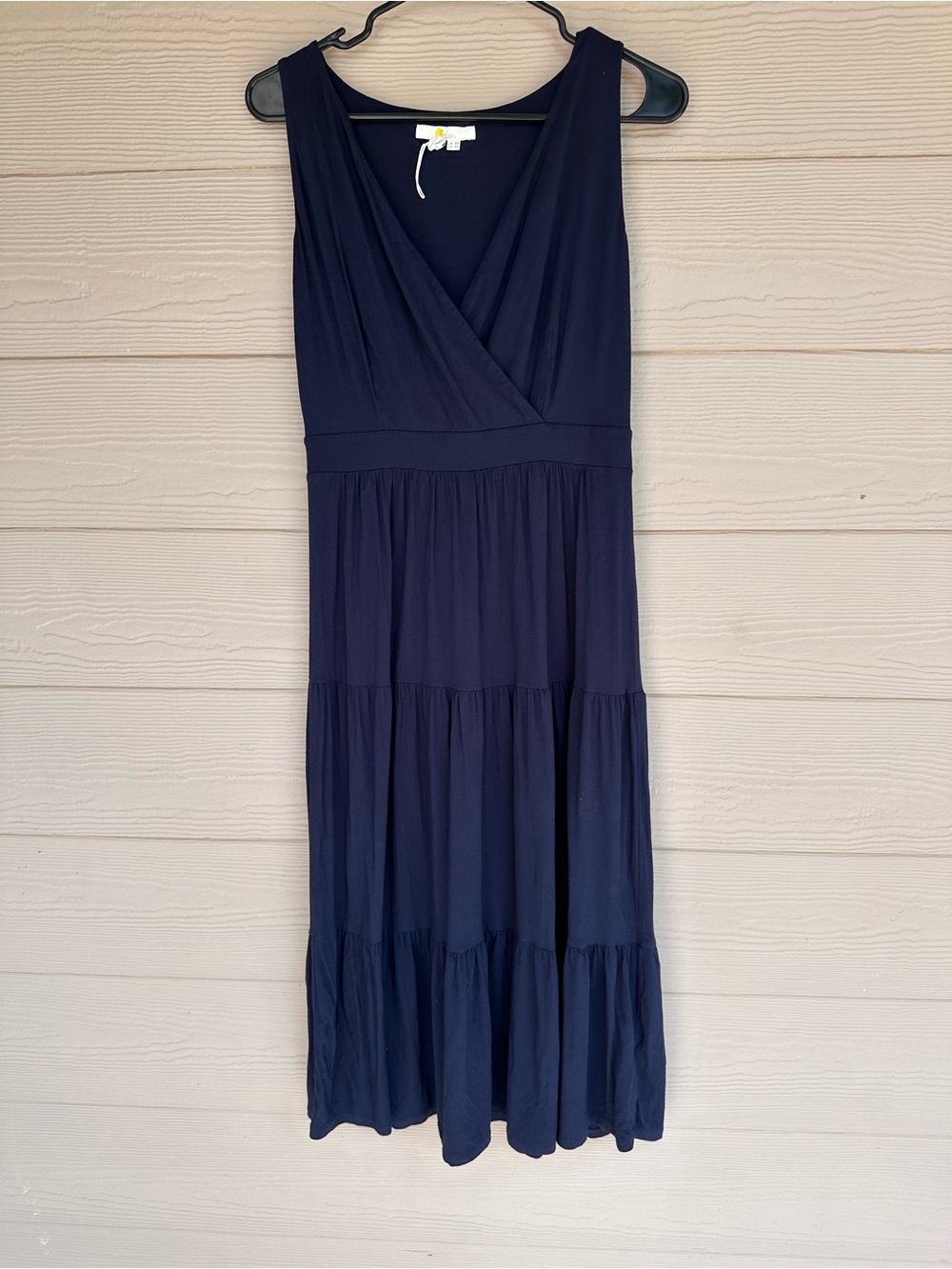 Boden Navy Blue Tiered Maxi Dress Womens V Neck Sleeveless Dress Sz 4R (B29)